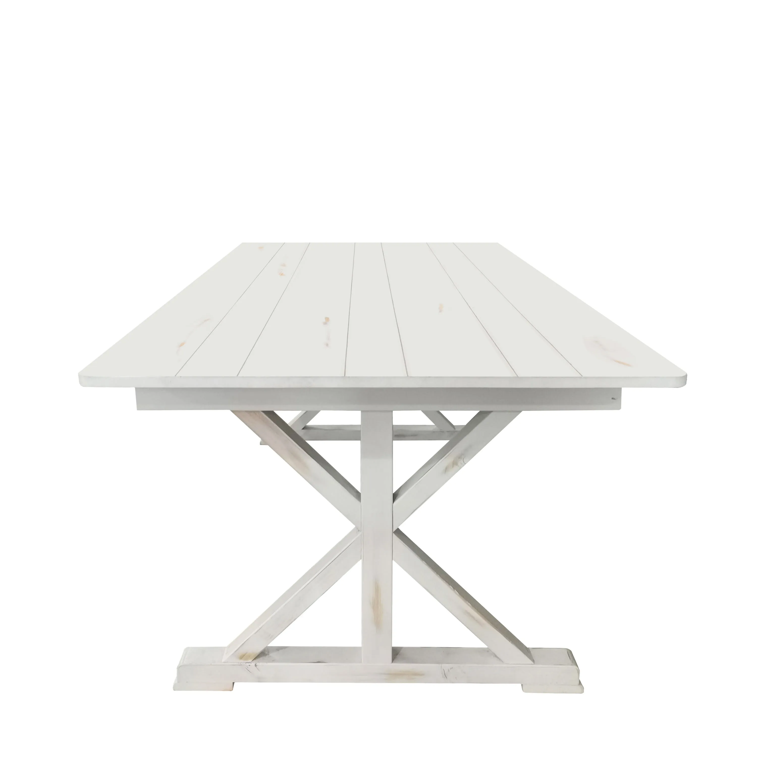 HERCULES 7' x 40" Rectangular Solid Pine Folding Farm Table with X Legs
