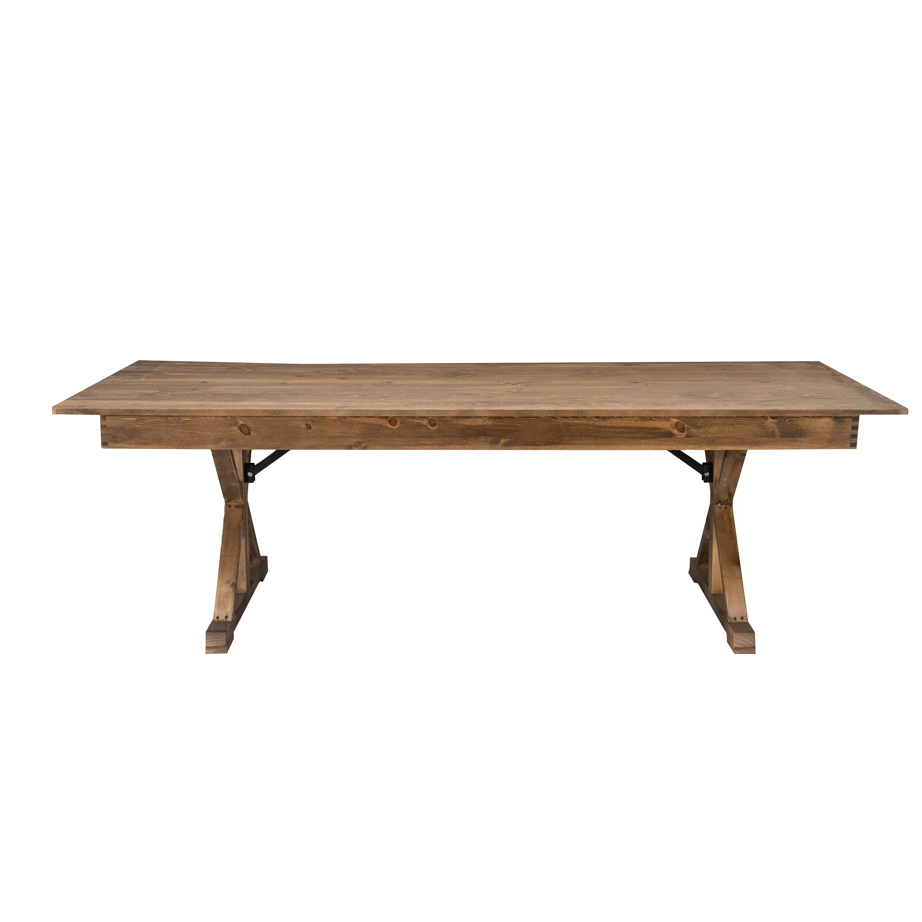 HERCULES 7' x 40" Rectangular Solid Pine Folding Farm Table with X Legs