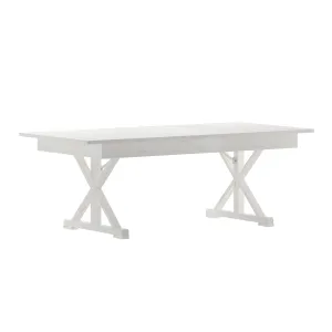 HERCULES 7' x 40" Rectangular Solid Pine Folding Farm Table with X Legs