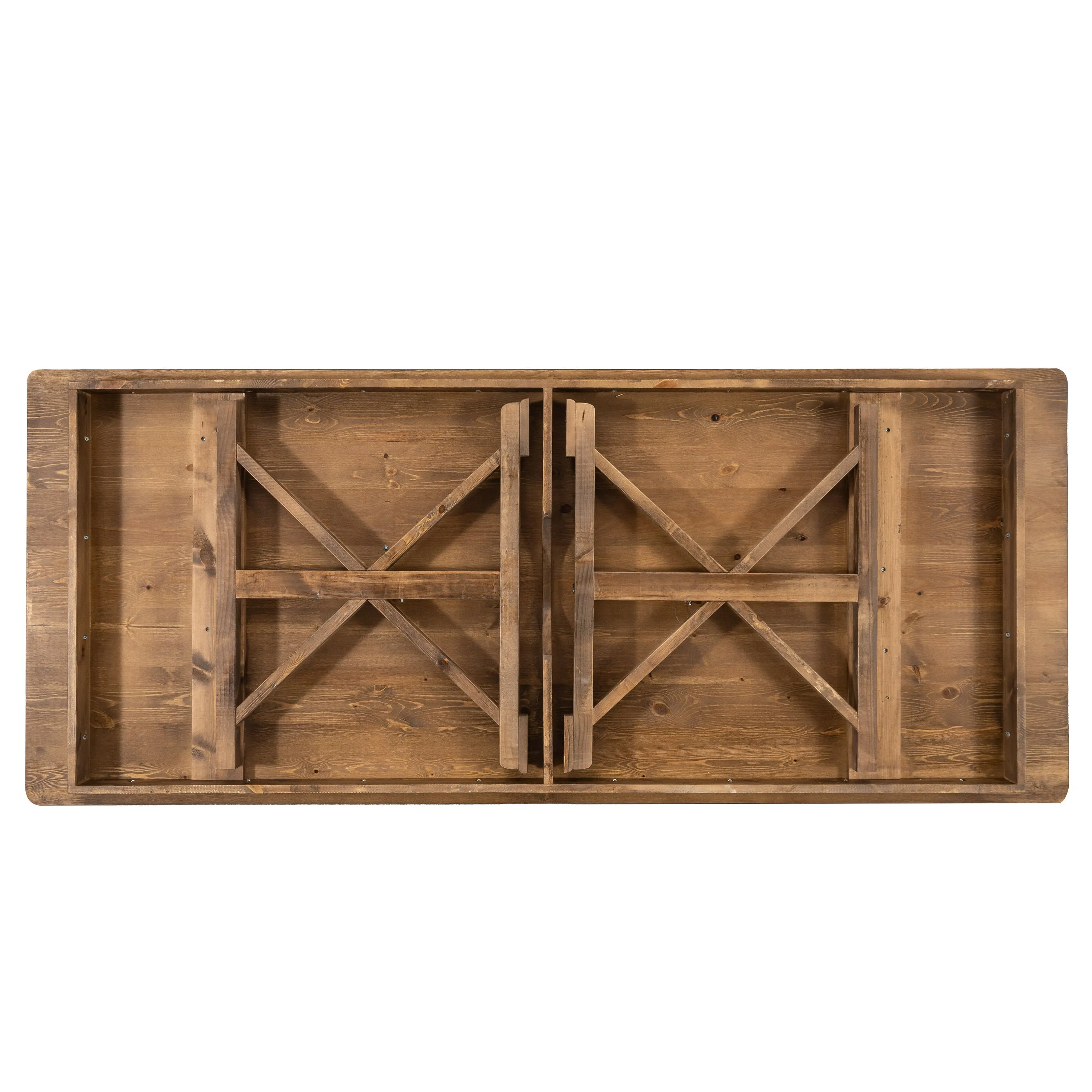 HERCULES 7' x 40" Rectangular Solid Pine Folding Farm Table with X Legs