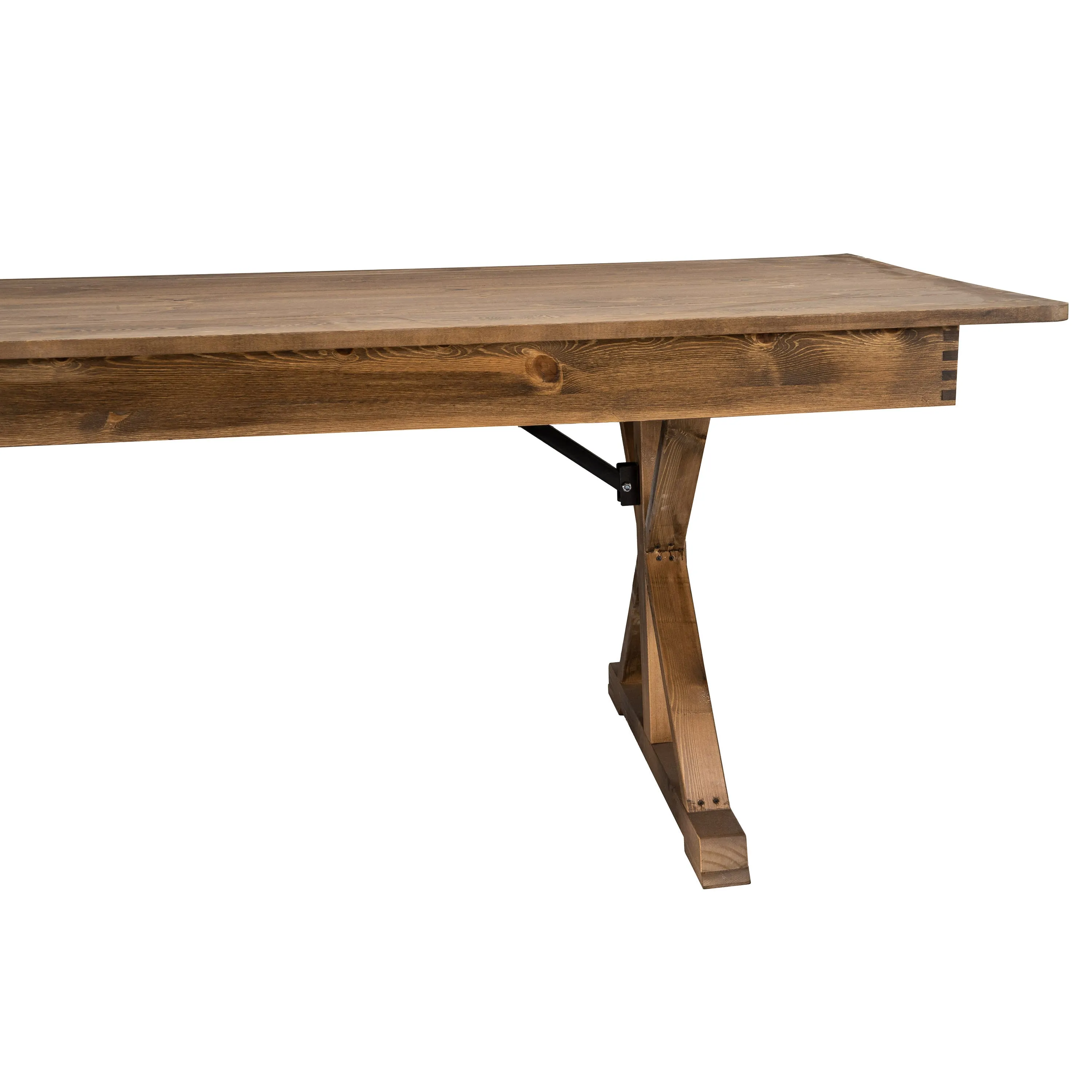 HERCULES 7' x 40" Rectangular Solid Pine Folding Farm Table with X Legs