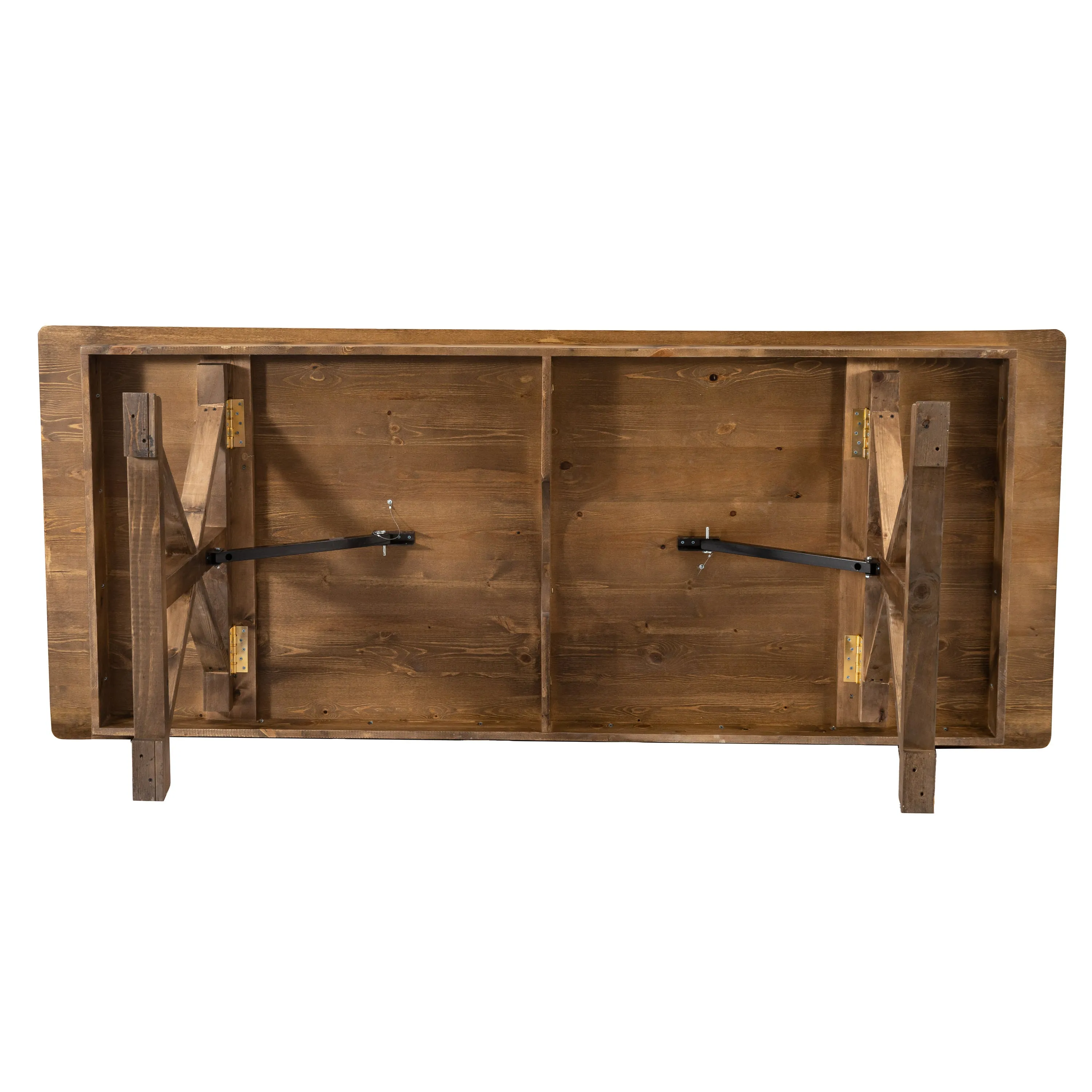 HERCULES 7' x 40" Rectangular Solid Pine Folding Farm Table with X Legs