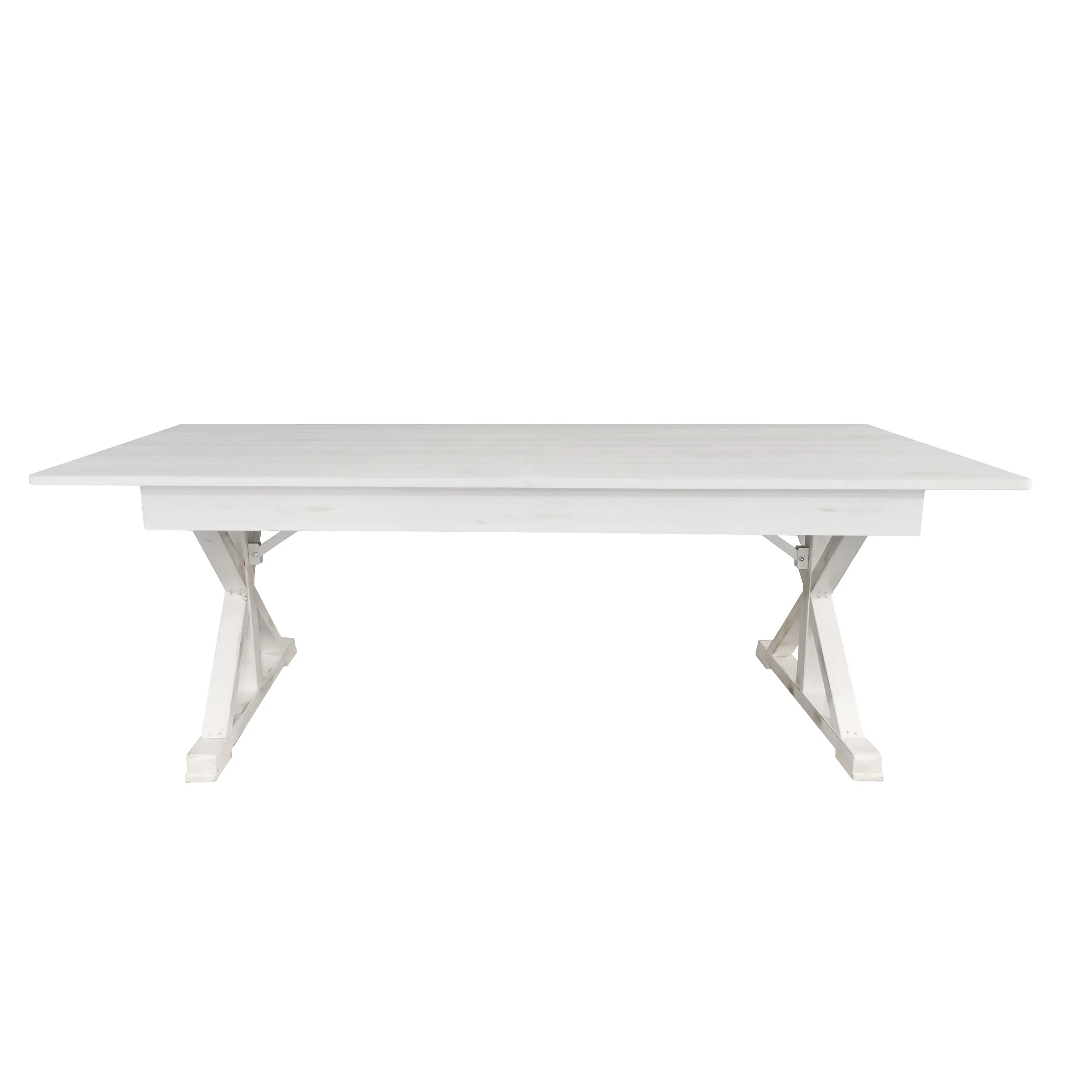 HERCULES 7' x 40" Rectangular Solid Pine Folding Farm Table with X Legs
