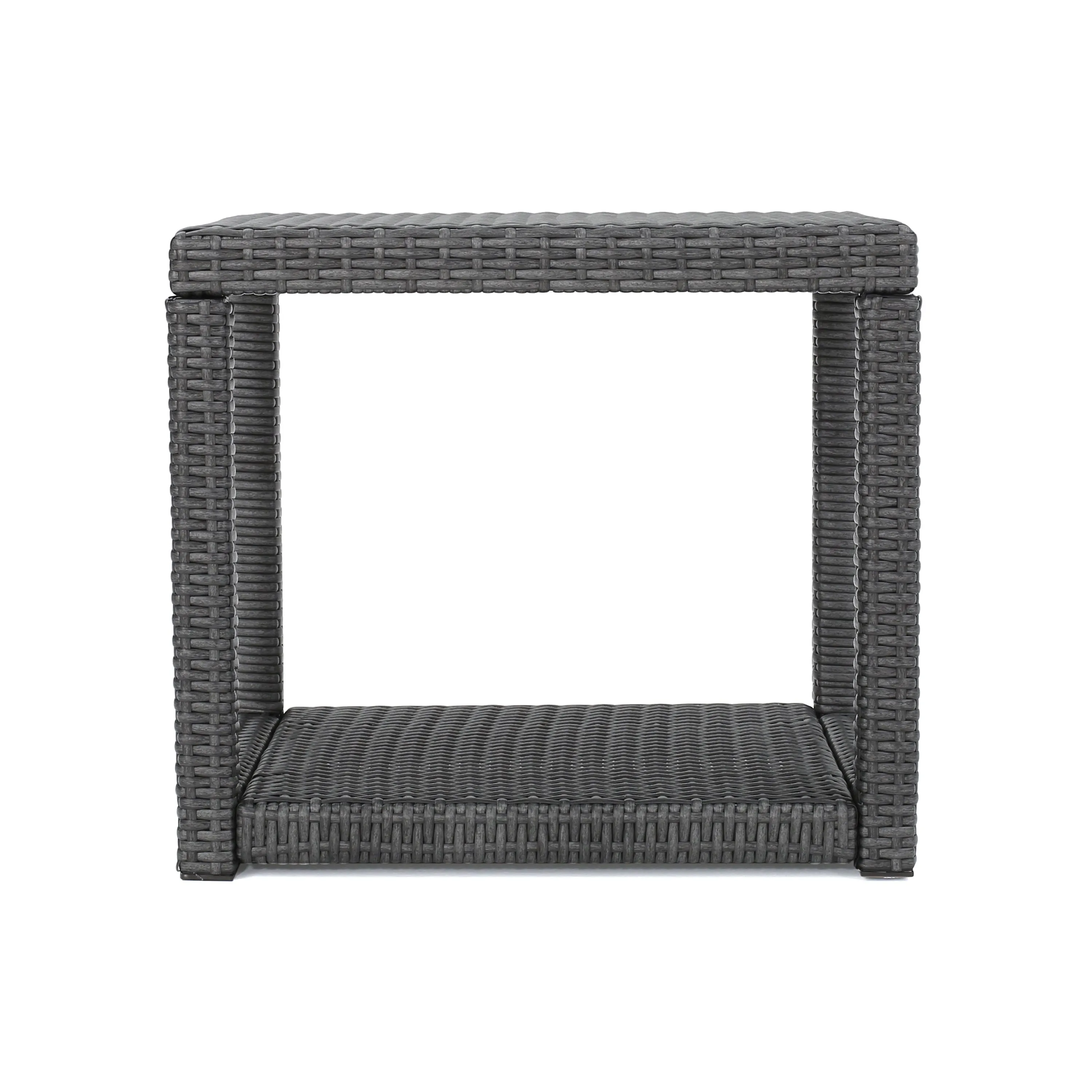 Hogan Outdoor 3 Piece Wicker Chat Set, Grey
