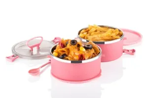 HOMEGLARE Premium 2-Container Lunch Box Airtight, Durable Tiffin with Handle & Push Lock (MultiColours,Pack of 2)
