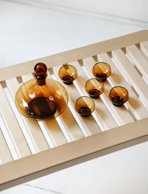 Italian Amber Glass Decanter and Digestif Cups