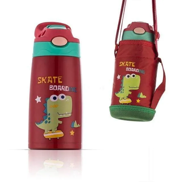 Kids Stainless Steel Double Wall Vacuum Insulated Sippy Cup  w Silicone Straw