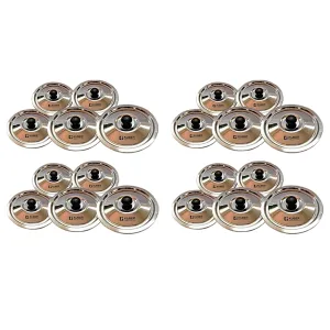Kuber Industries (Set of 25) Universal Stainless Steel Lids for Utensils with Knob/Handle for Good Grip | Dhakkan Set for Kadai | Pan | Tawa | Pots | Easy to Hold Kitchen Utensils Cover (All Sizes)