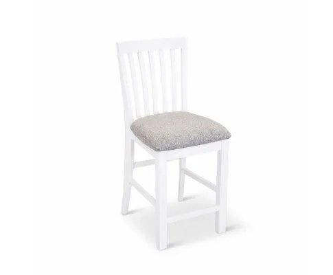Laelia Tall Bar Chair Stool Set of 8 Solid Acacia Wood Coastal Furniture - White