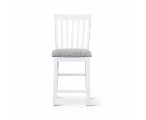 Laelia Tall Bar Chair Stool Set of 8 Solid Acacia Wood Coastal Furniture - White