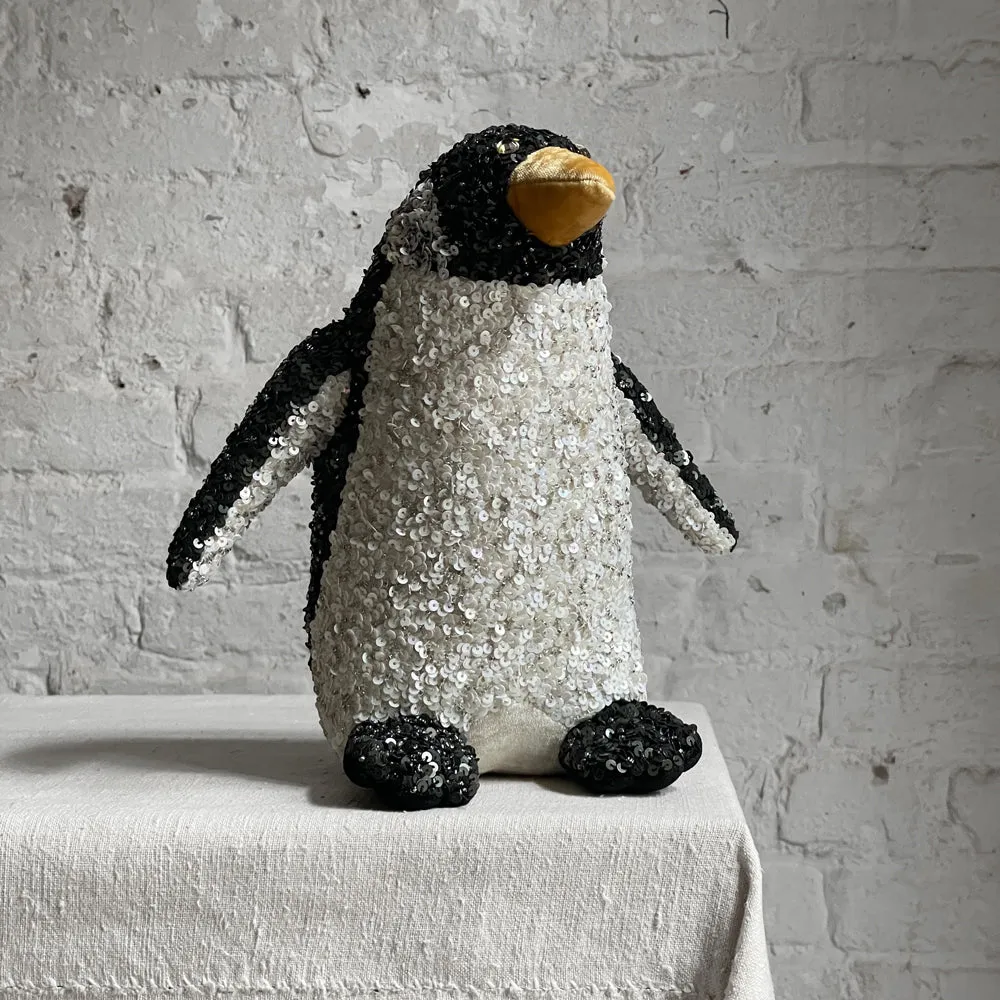 Large Addyson Silk Velvet Embroidered Penguin