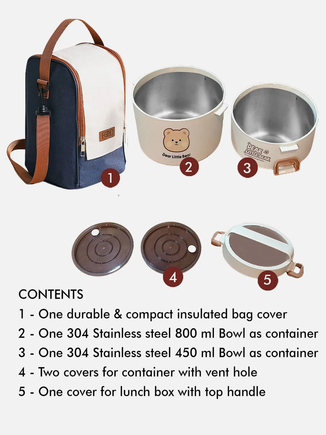 Little Surprise Box Cream Vertical dual Layered Stainless Steel Lunch Box with insulated Cover