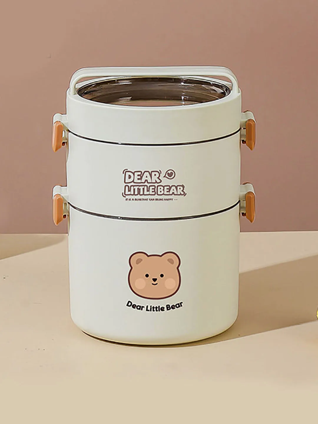 Little Surprise Box Cream Vertical dual Layered Stainless Steel Lunch Box with insulated Cover