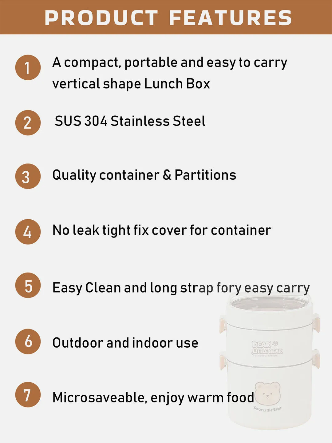 Little Surprise Box Cream Vertical dual Layered Stainless Steel Lunch Box with insulated Cover
