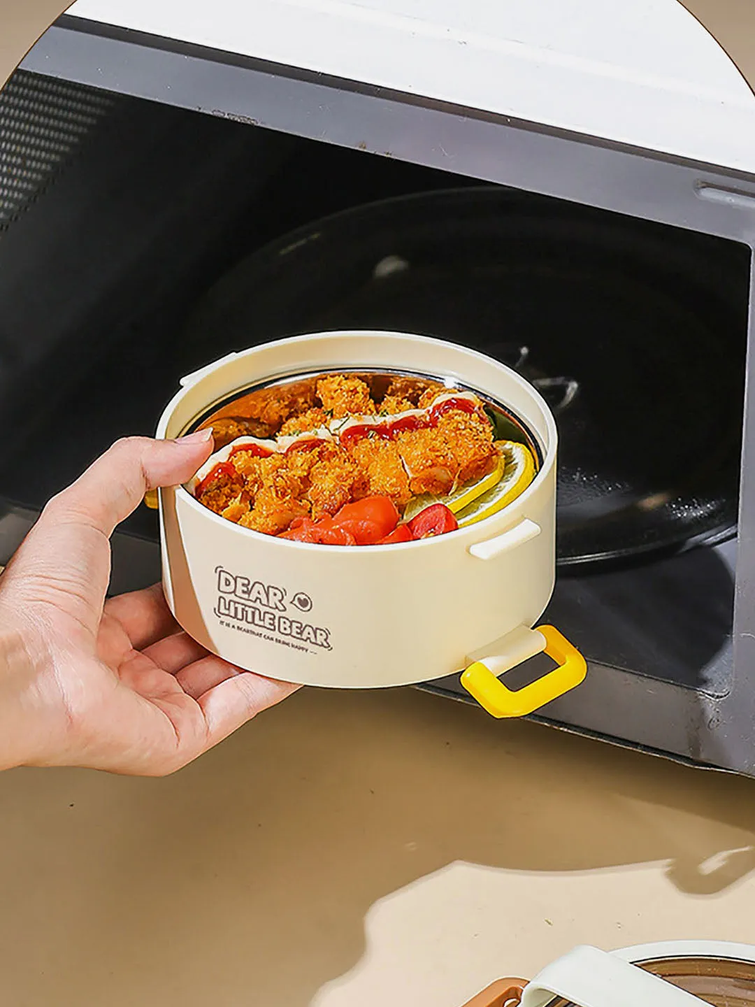 Little Surprise Box Cream Vertical dual Layered Stainless Steel Lunch Box with insulated Cover