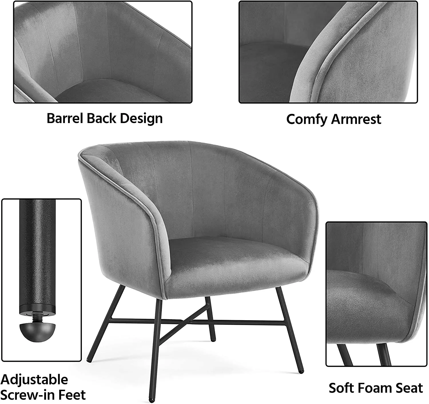 Living Room  Upholstered Armchair Velvet SET