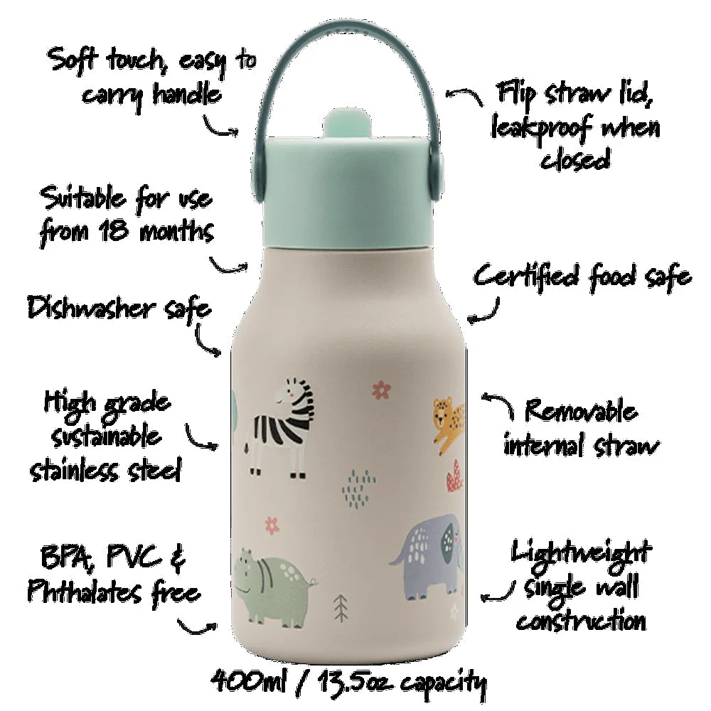 Lund London Little Lund Water Bottle 400ml - Safari