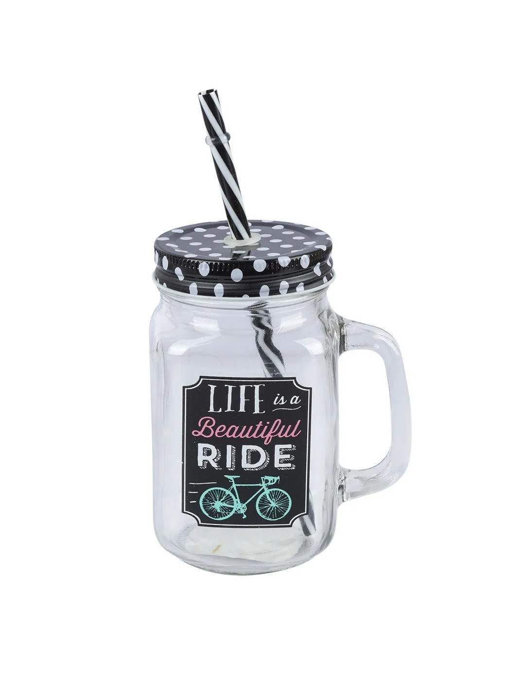 Mason Mug With Straw Set Of 2 (Each 450 Ml)