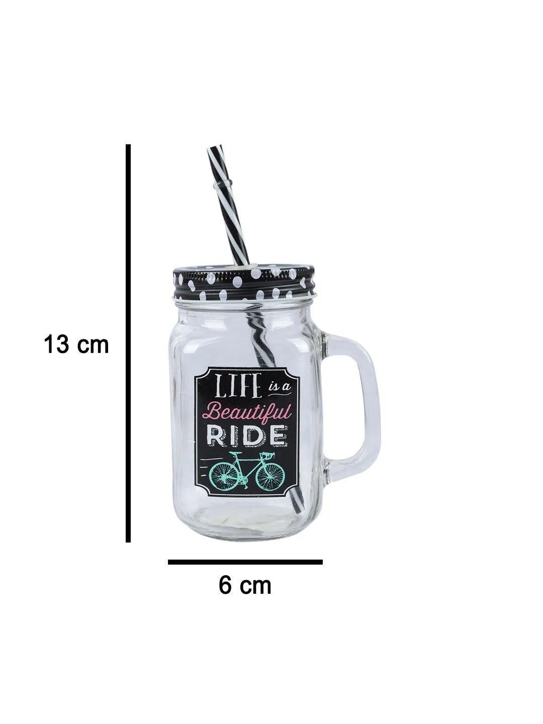 Mason Mug With Straw Set Of 2 (Each 450 Ml)