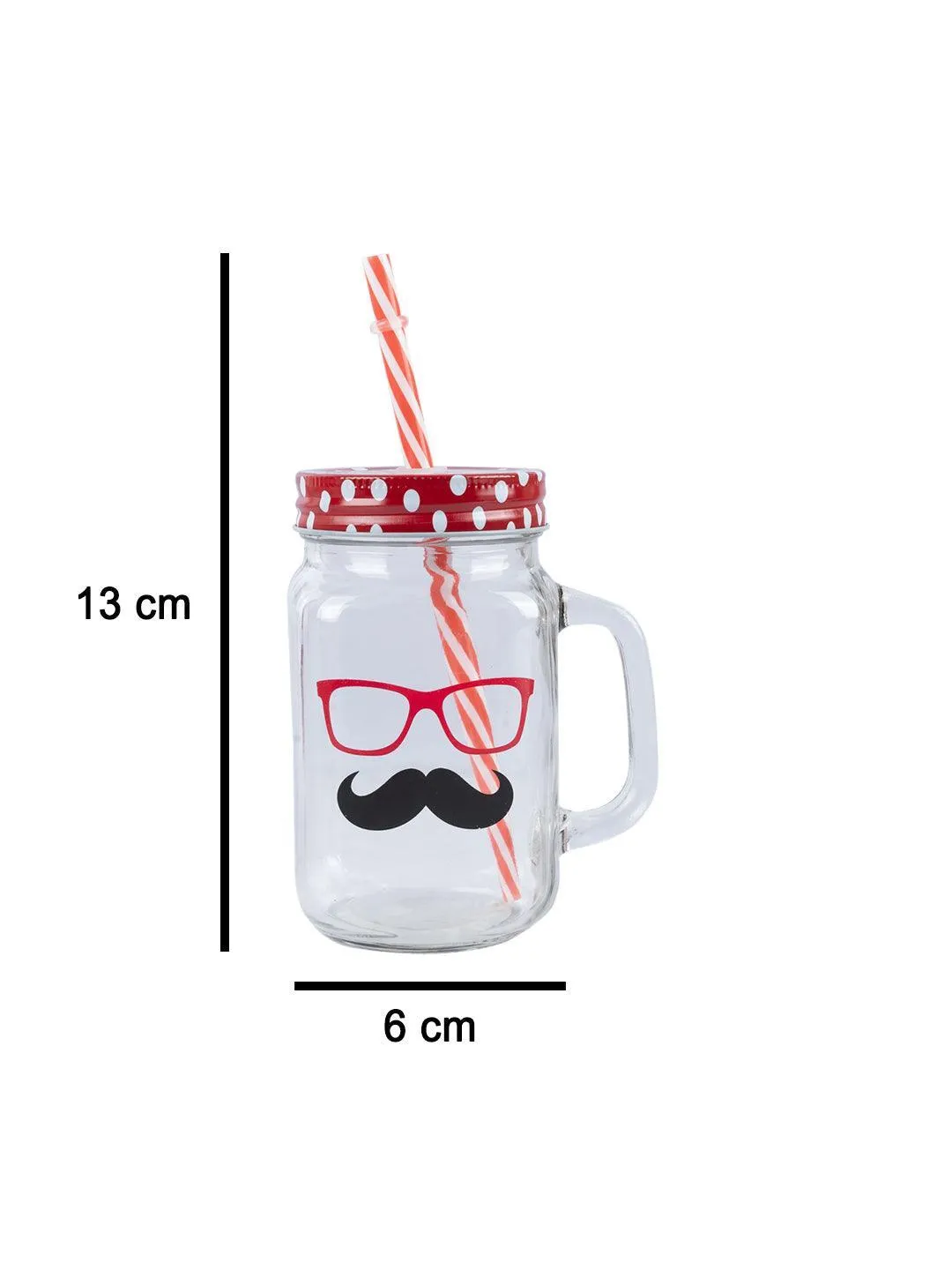 Mason Mug With Straw Set Of 2 (Each 450 Ml)