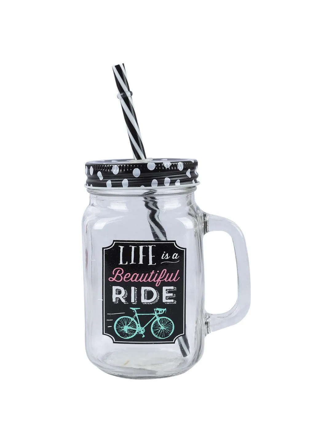 Mason Mug With Straw Set Of 2 (Each 450 Ml)