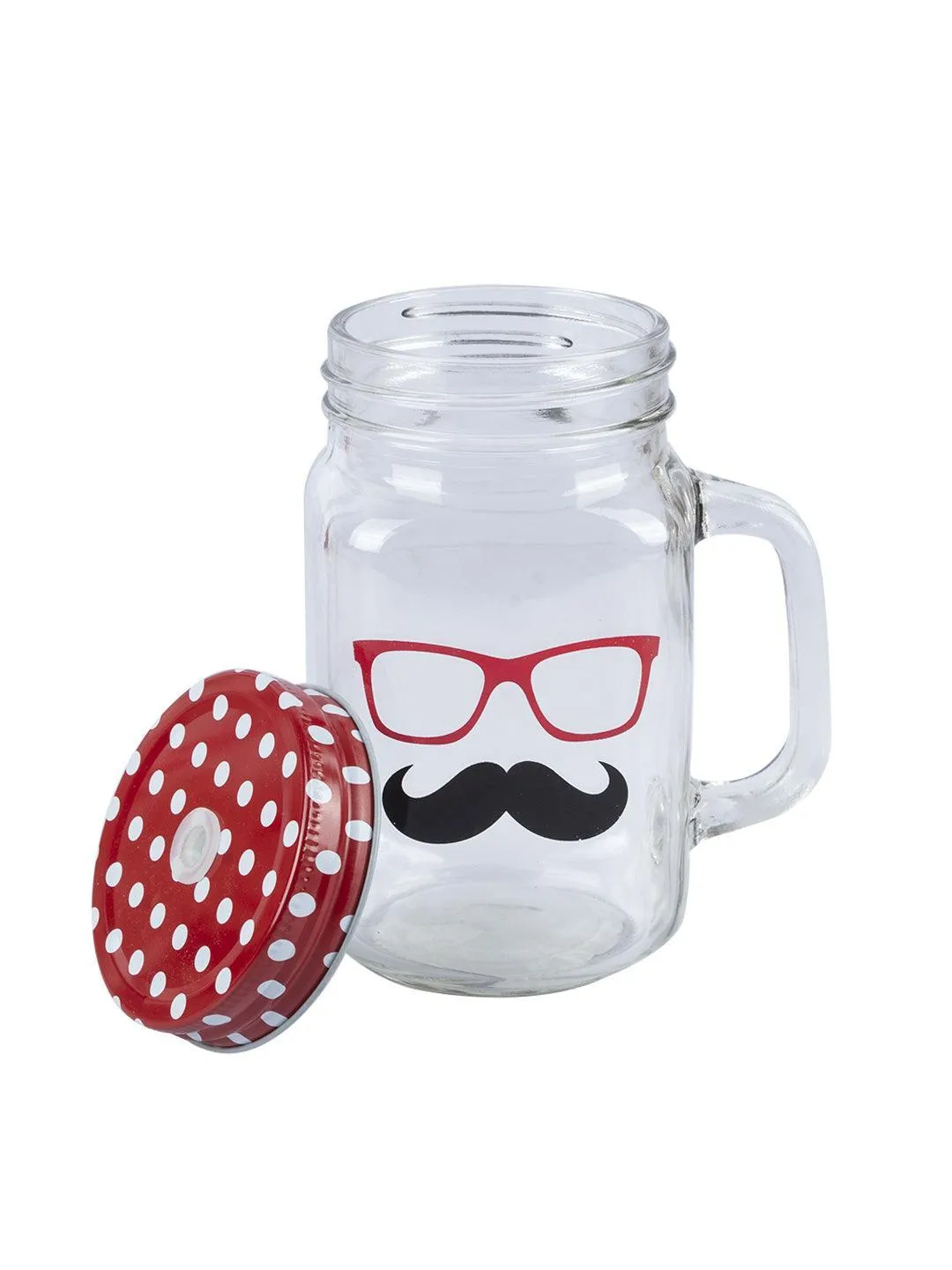 Mason Mug With Straw Set Of 2 (Each 450 Ml)