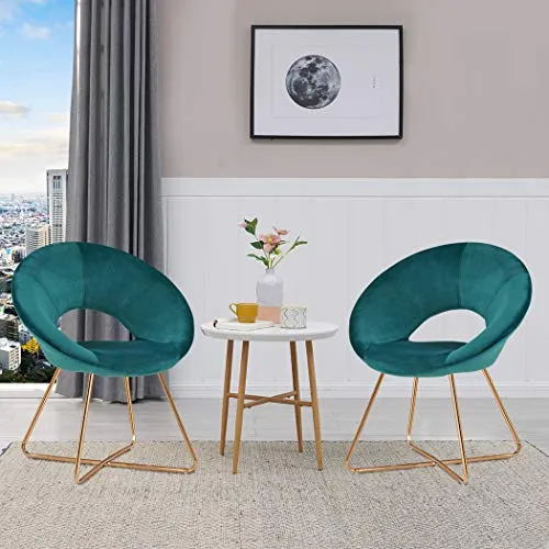 Mid-Century Retro Modern Velvet Upholstered Lounge Chair,Set of 2