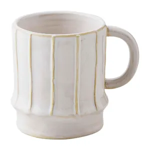Mud Pie White Stoneware Mugs - Set of 2 - Stipes