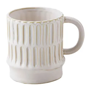 Mud Pie White Stoneware Mugs - Set of 2 - Stripes