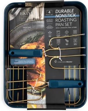 Orbit 4-Pc. Nonstick Roasting Pan Set - Navy