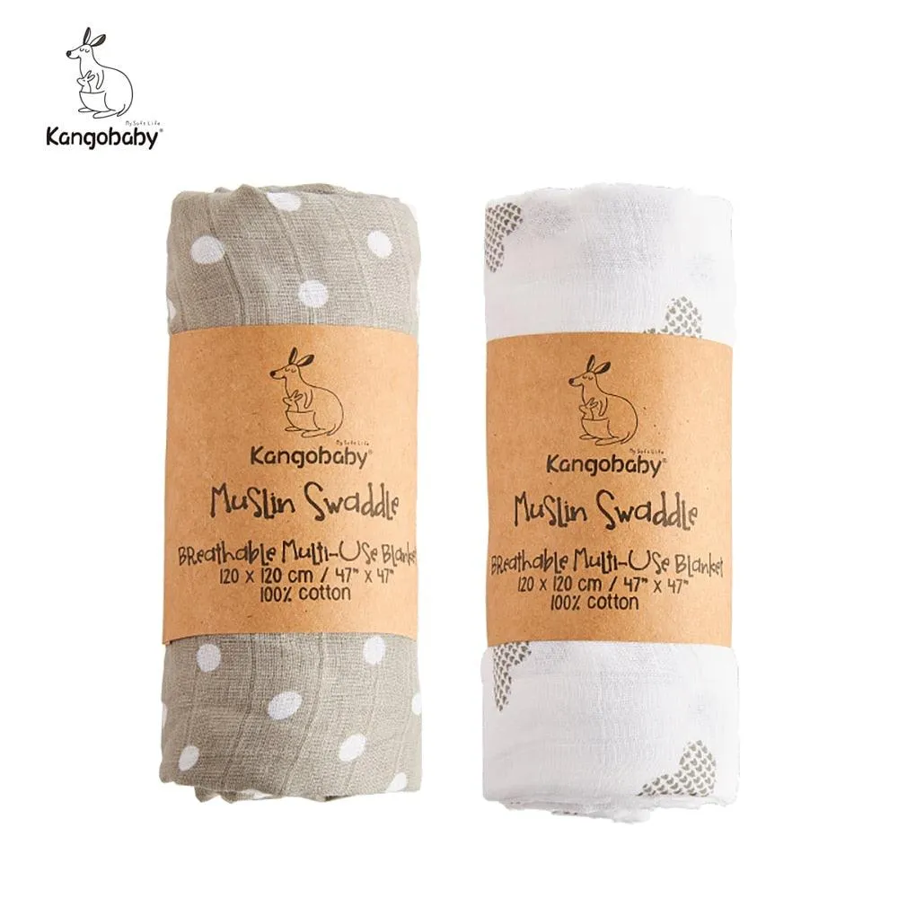 Organic Cotton Baby Swaddle Blankets - Set of 2