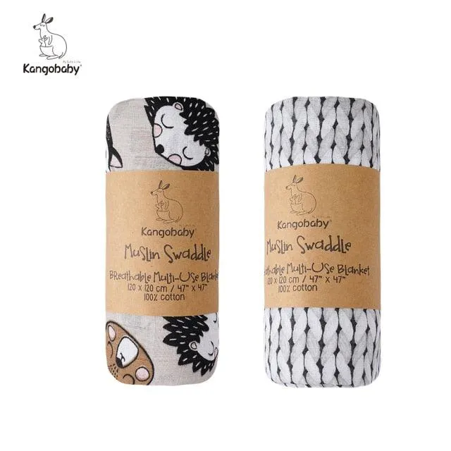 Organic Cotton Baby Swaddle Blankets - Set of 2