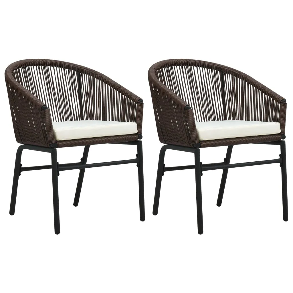 Patio Chairs 2 Pcs Wicker Patio Dining Chair with Cushion PE Rattan