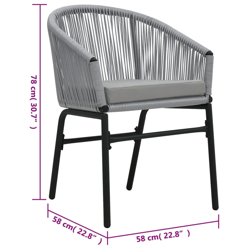 Patio Chairs 2 Pcs Wicker Patio Dining Chair with Cushion PE Rattan