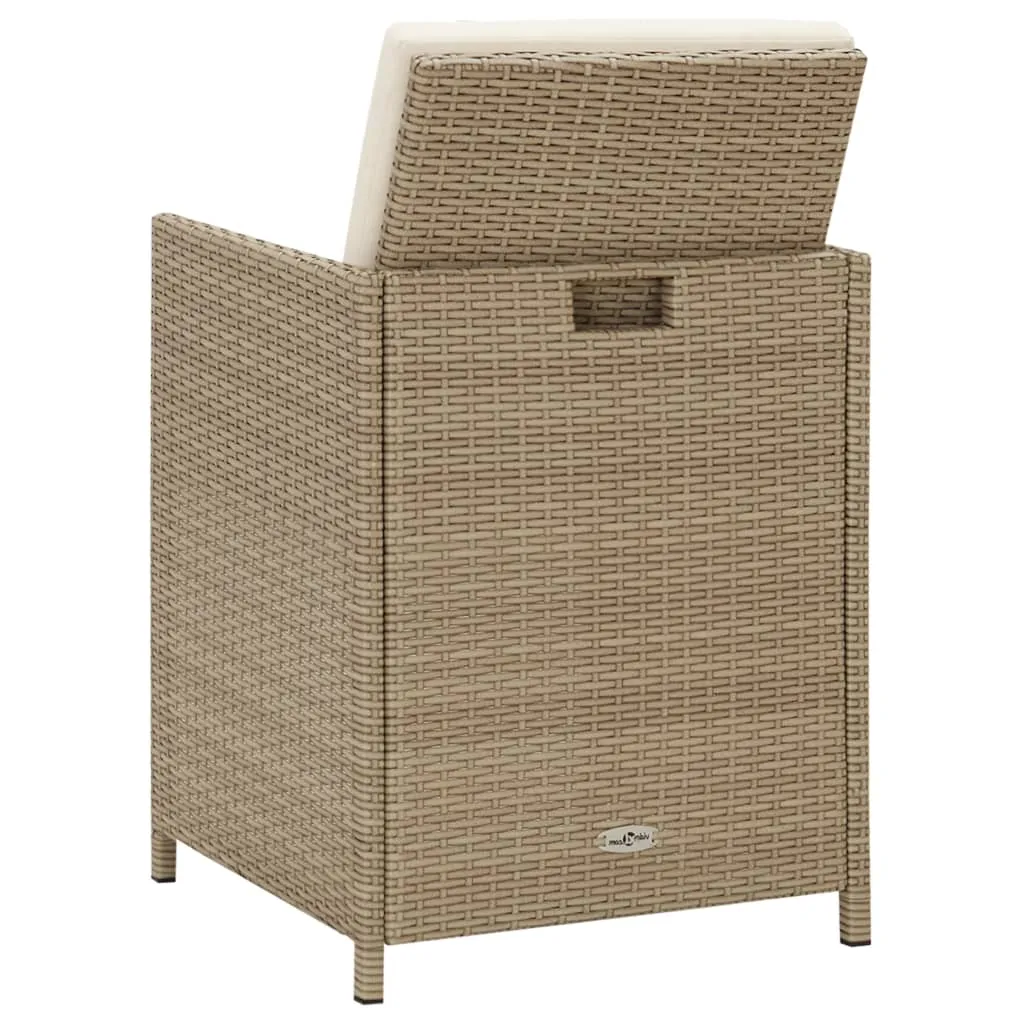Patio Chairs with Cushions 2 pcs Poly Rattan Beige