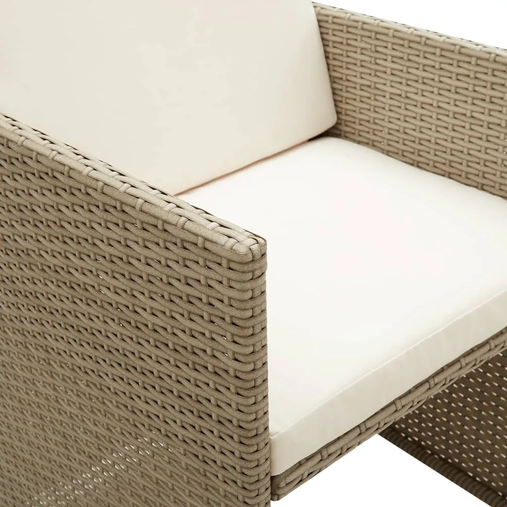 Patio Chairs with Cushions 2 pcs Poly Rattan Beige