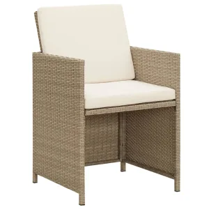 Patio Chairs with Cushions 2 pcs Poly Rattan Beige