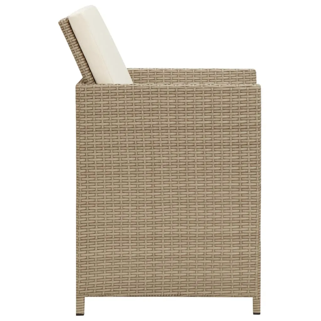 Patio Chairs with Cushions 2 pcs Poly Rattan Beige