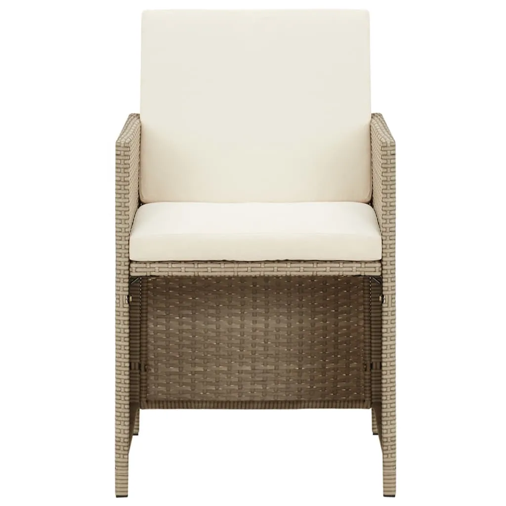 Patio Chairs with Cushions 2 pcs Poly Rattan Beige