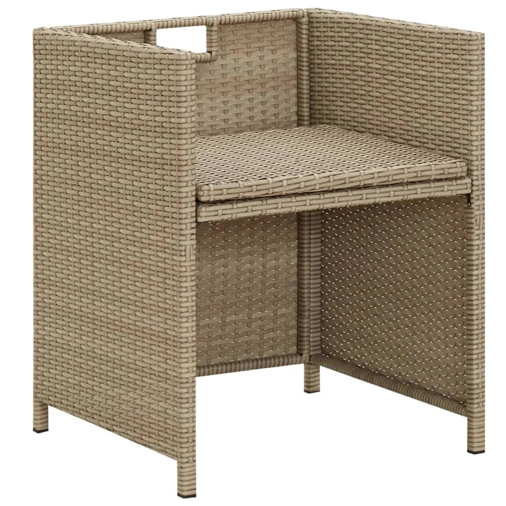 Patio Chairs with Cushions 2 pcs Poly Rattan Beige
