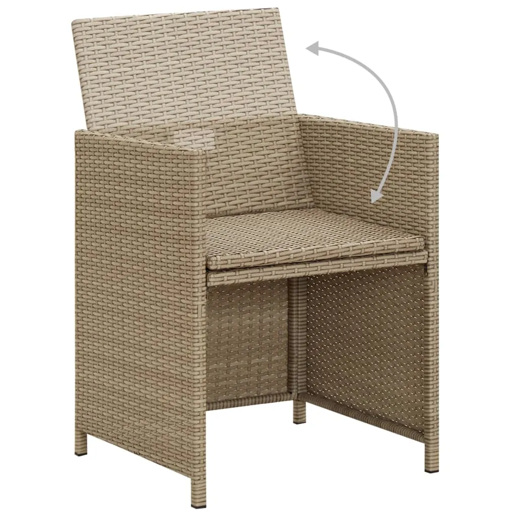 Patio Chairs with Cushions 2 pcs Poly Rattan Beige