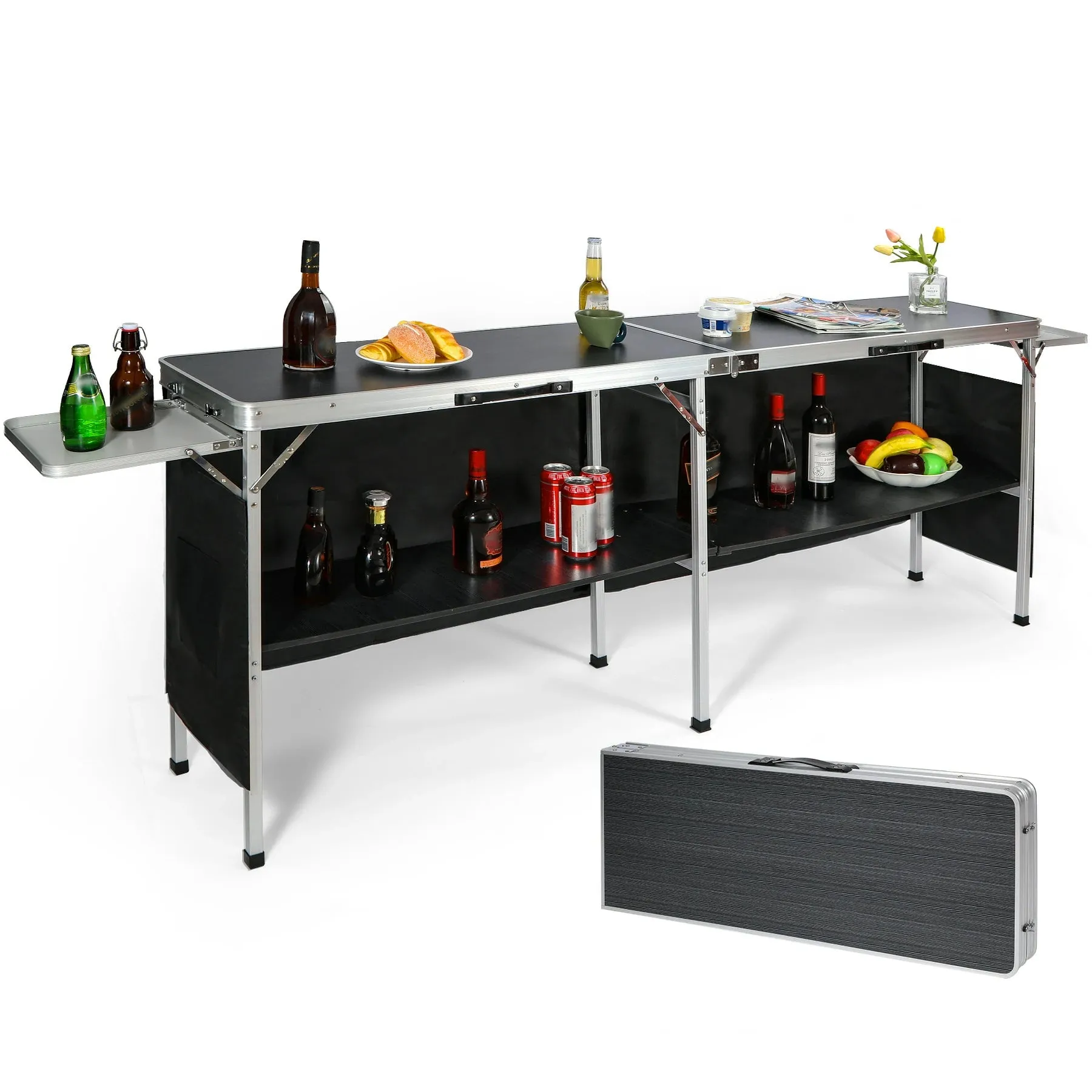Portable Bar Table with Double Layer for Party