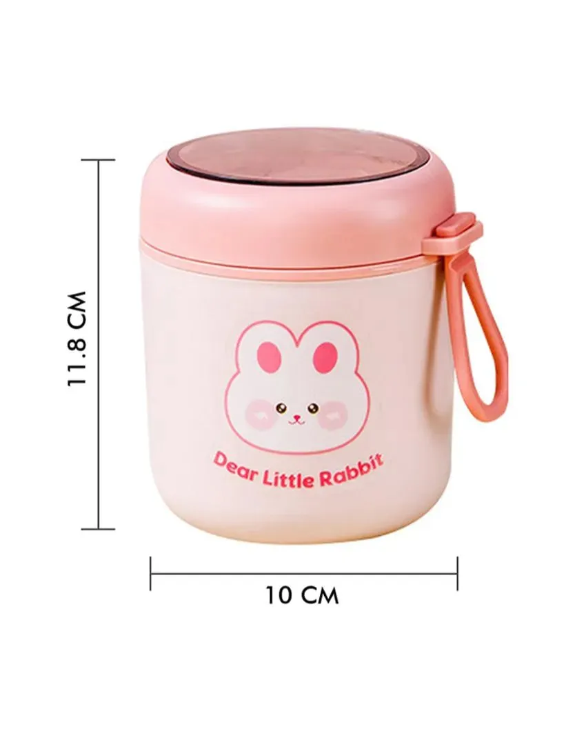 Rabbit Theme Stainless Steel Spoon & Soup Salad Tiffin Box with Insulated Bag