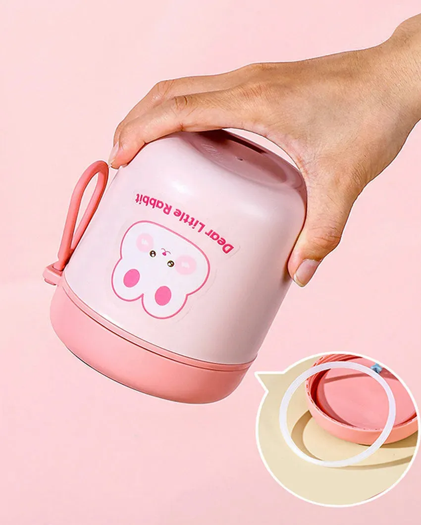 Rabbit Theme Stainless Steel Spoon & Soup Salad Tiffin Box with Insulated Bag