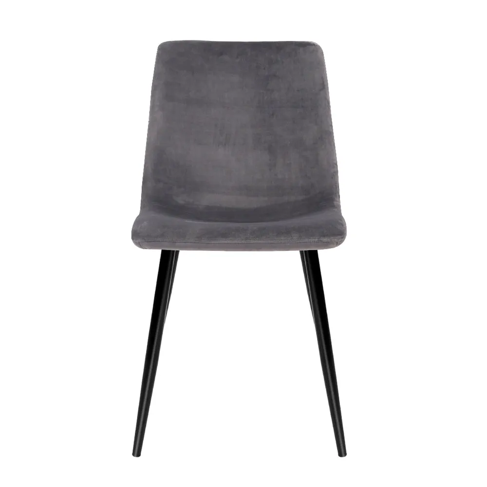 Ramsey Set of 4 Dining Chairs Velvet Horizontal Slope - Grey
