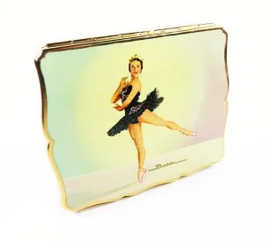 Rare Stratton Ballerina Themed Compact 1950s Ballet Musical Powder Box Plays La Ronde