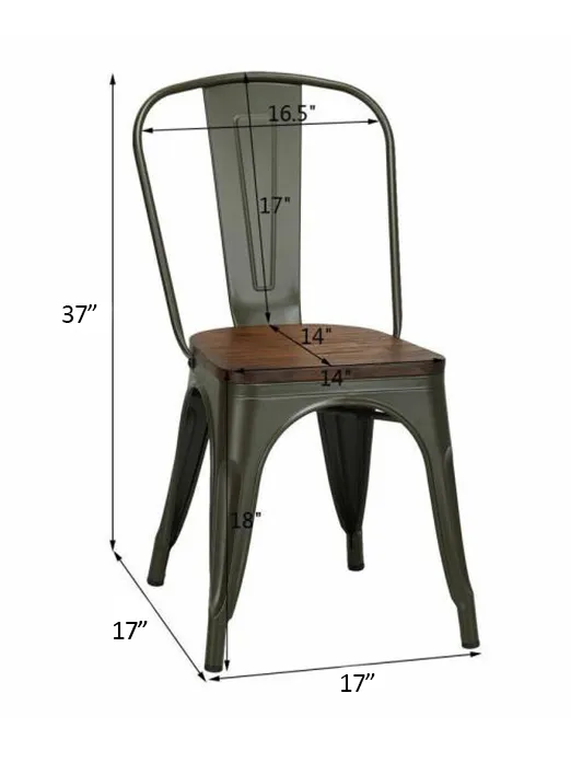 Replica Tolix Metal Bistro Dining Chair With Wood Top