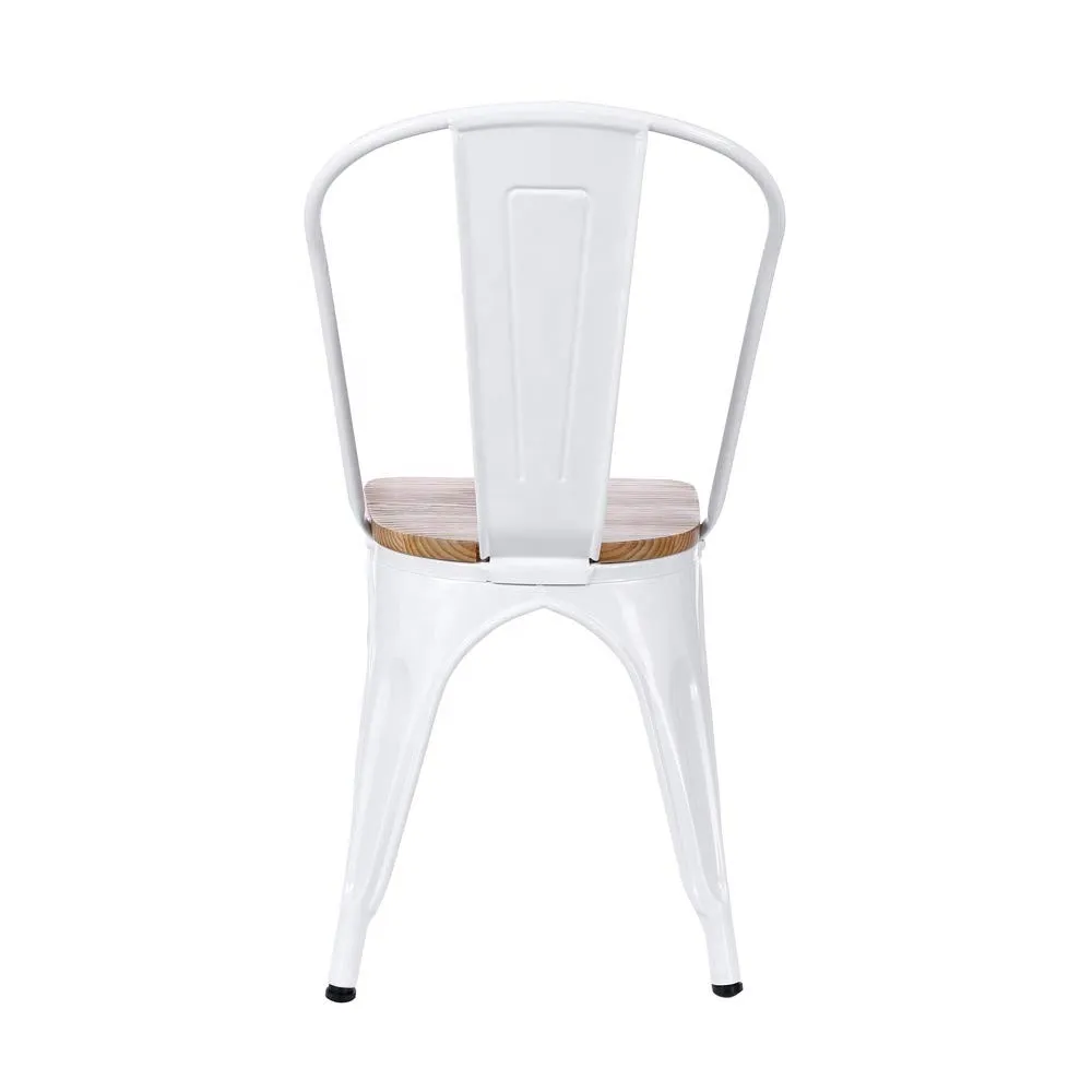 Replica Tolix Metal Bistro Dining Chair With Wood Top