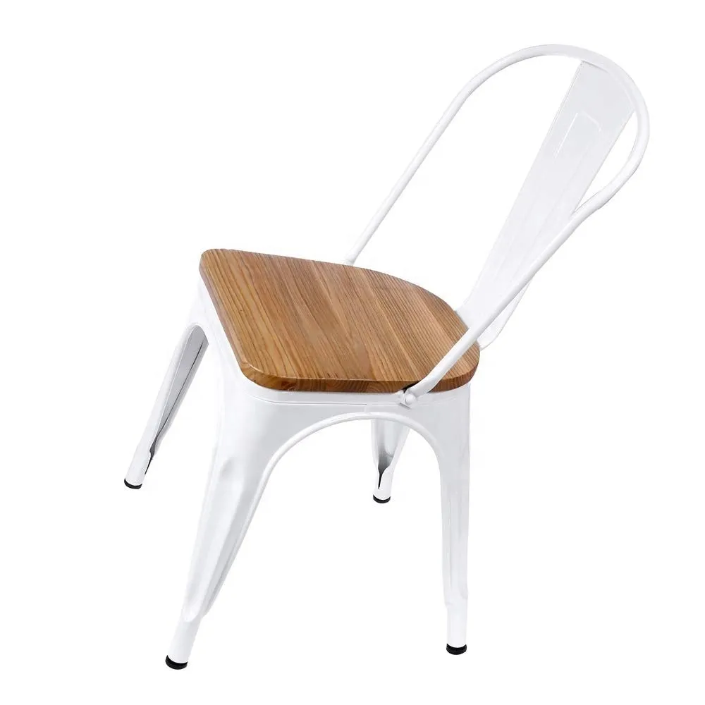 Replica Tolix Metal Bistro Dining Chair With Wood Top