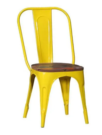 Replica Tolix Metal Bistro Dining Chair With Wood Top